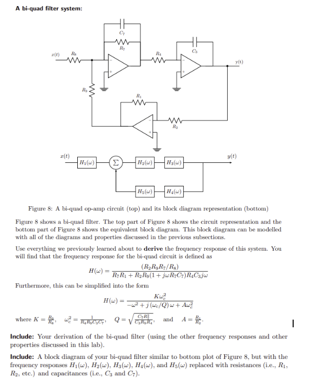 Solved A biquad filter systemFigure 8 A biquad opamp