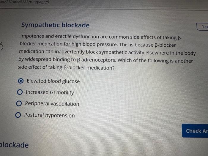 Solved Sympathetic blockade Impotence and erectile Chegg