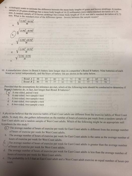 Solved A Biologist Wants To Estimate The Difference Between | Chegg.com