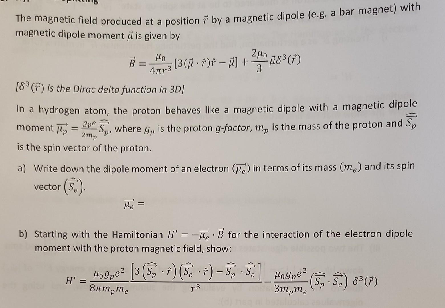 Solved The magnetic field produced at a position ï by a | Chegg.com