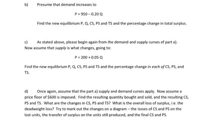 Solved Note that you find the original equilibrium in part | Chegg.com