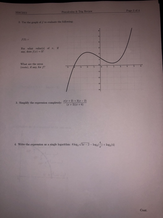 precalculus review problems for mac 2311
