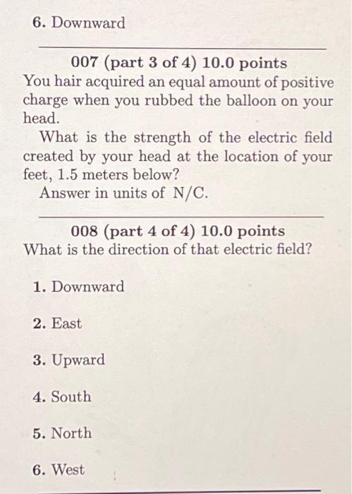 Solved 005 (part 1 Of 4 ) 10.0 Points The Electric Field At | Chegg.com