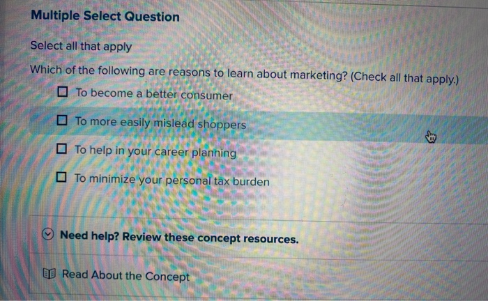 Multiple Select Questions Means