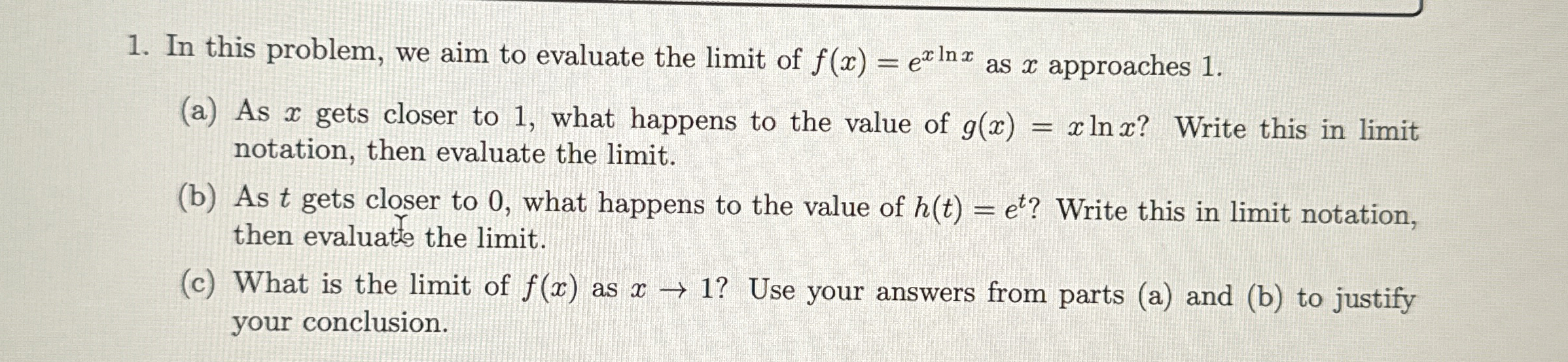 Solved In this problem, we aim to evaluate the limit of | Chegg.com