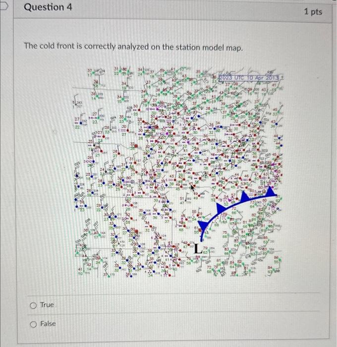 Solved The cold front is correctly analyzed on the station | Chegg.com