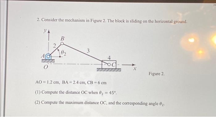 Solved 2. Consider the mechanism in Figure 2. The block is | Chegg.com