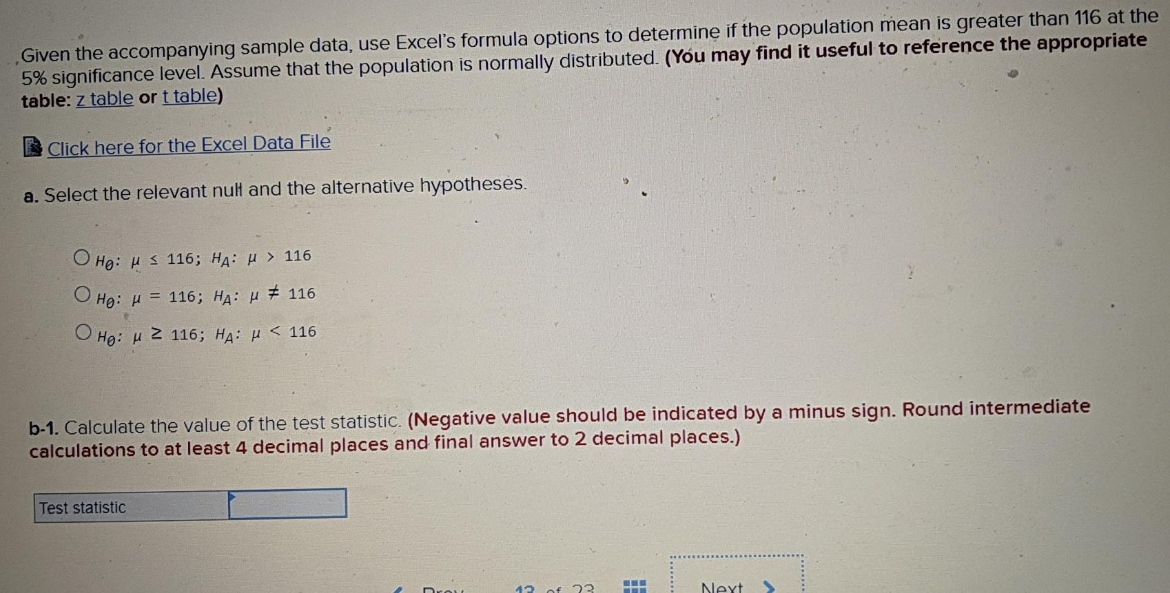 Solved Given the accompanying sample data, use Excel's | Chegg.com