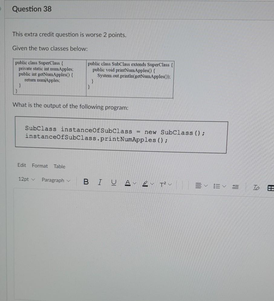 Solved Question 37 This extra credit question is worse 1 | Chegg.com