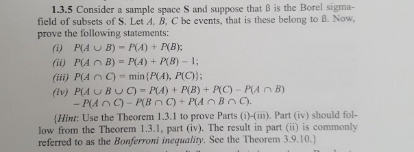 Solved 1.3.5 Consider a sample space and suppose that B is | Chegg.com