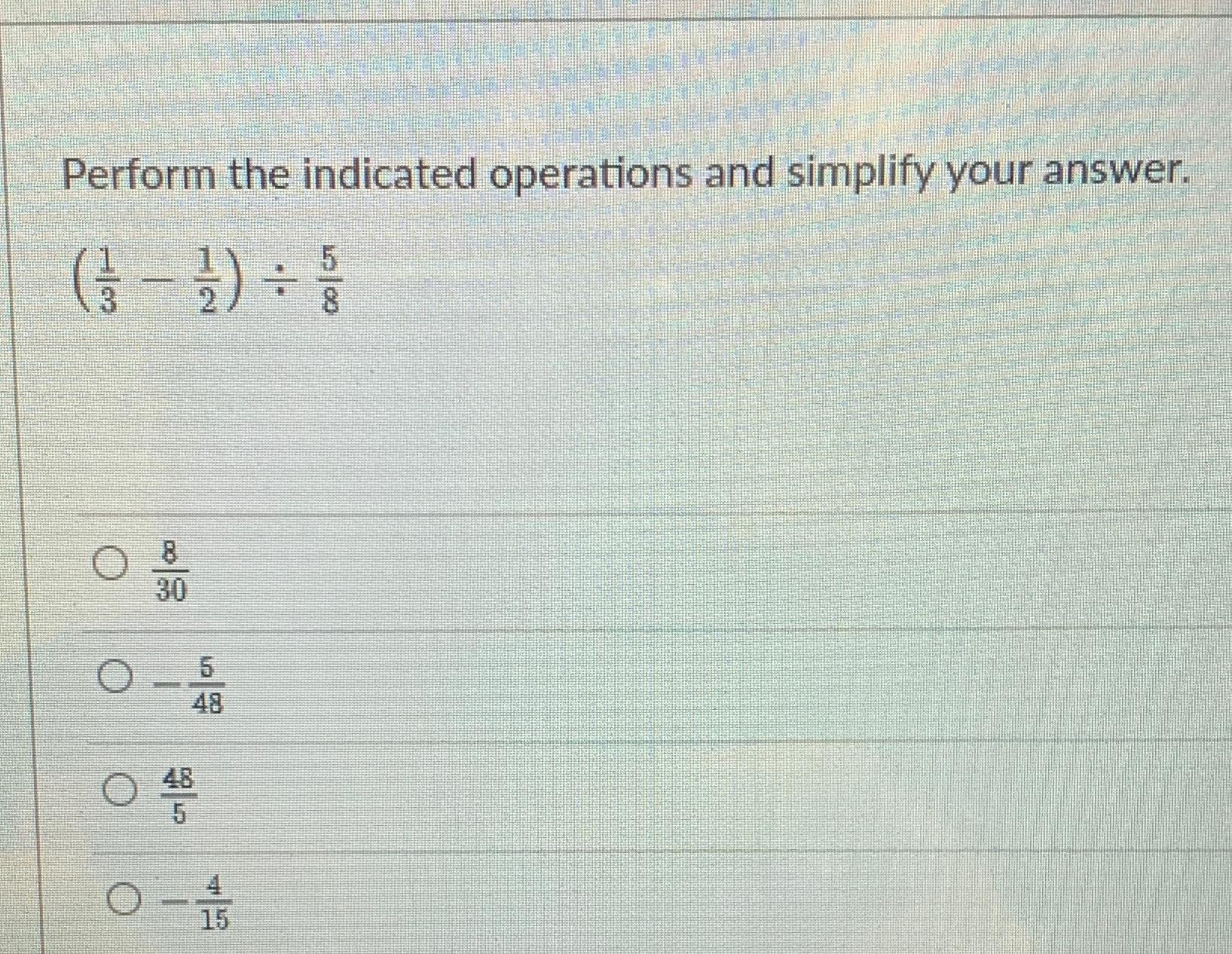 Solved Perform the indicated operations and simplify your | Chegg.com
