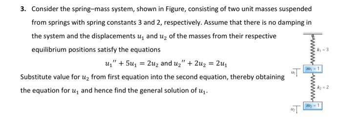 Solved 3. Consider The Spring-mass System, Shown In Figure, | Chegg.com