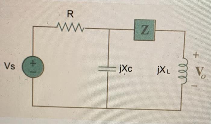 Solved R M z + Vs +1 jXc jXL V. | Chegg.com