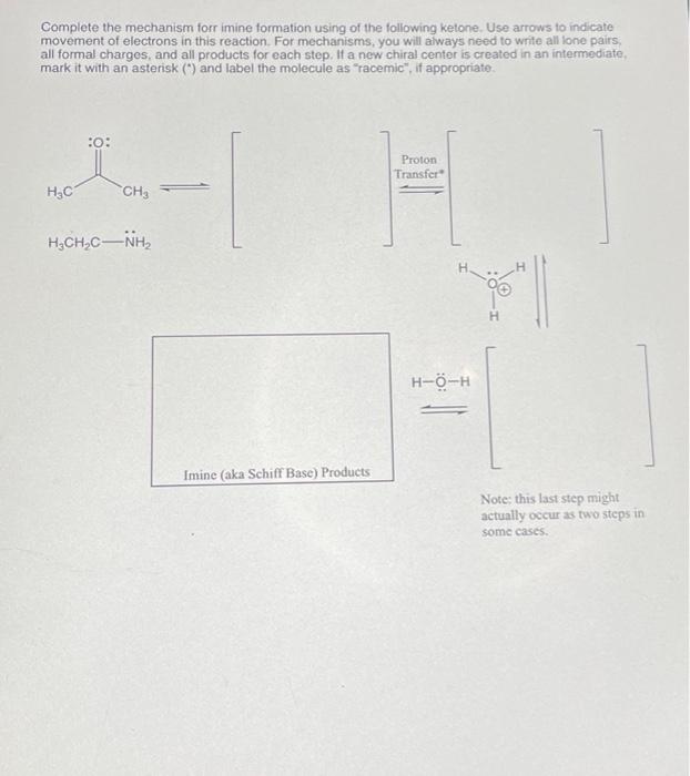 Solved Complete the mechanism forr imine formation using of | Chegg.com