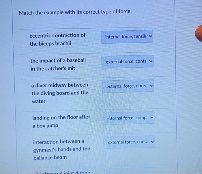 Solved Match the example with its correct type of force. | Chegg.com