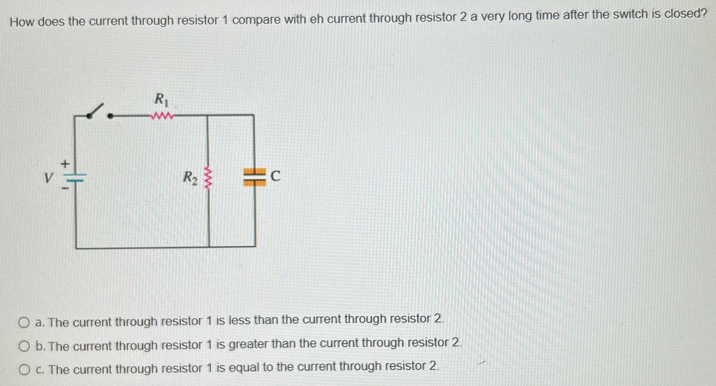 Solved How does the current through resistor 1 ﻿compare with | Chegg.com
