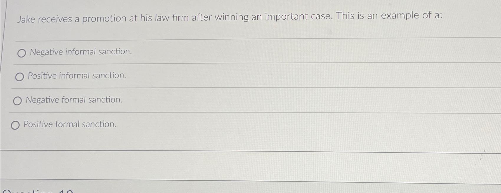 Solved Jake receives a promotion at his law firm after | Chegg.com