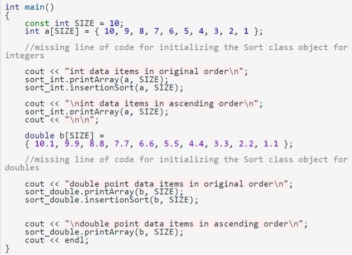Solved The program below is expected to sort the numbers of | Chegg.com