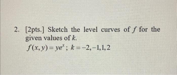 Solved 2. [2pts.] Sketch the level curves of f for the given | Chegg.com