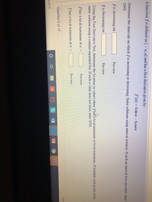 Solved A function f is defined on [ - *, *) and has a first | Chegg.com