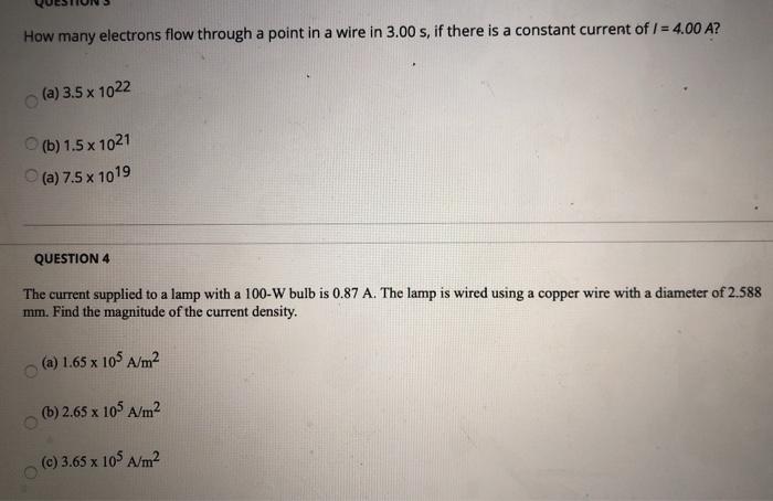 Solved How many electrons flow through a point in a wire in | Chegg.com