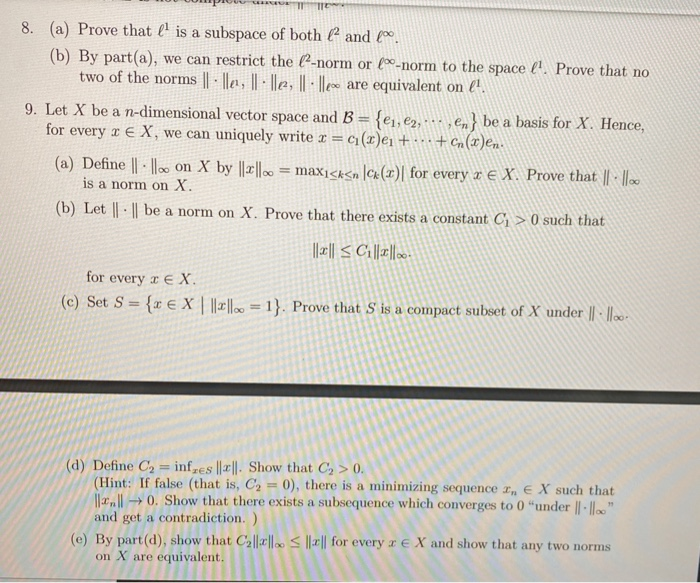 8 A Prove That El Is A Subspace Of Both And L Chegg Com