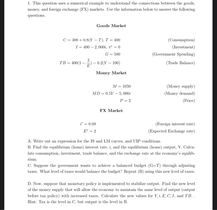 Solved 1 This Question Uses A Numerical Example To Under Chegg Com