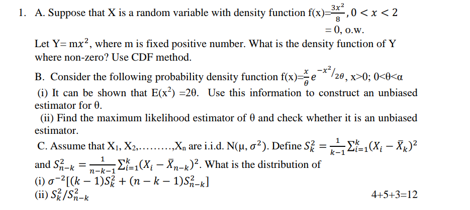Solved 1. A. Suppose that X is a random variable with | Chegg.com