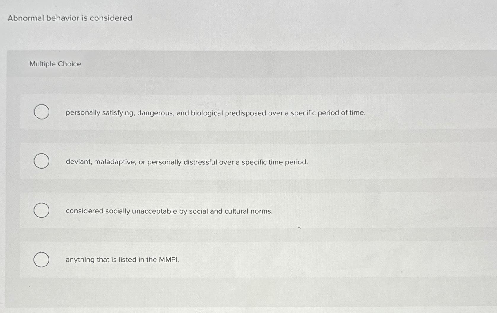 Abnormal Behavior Is ConsideredMultiple | Chegg.com