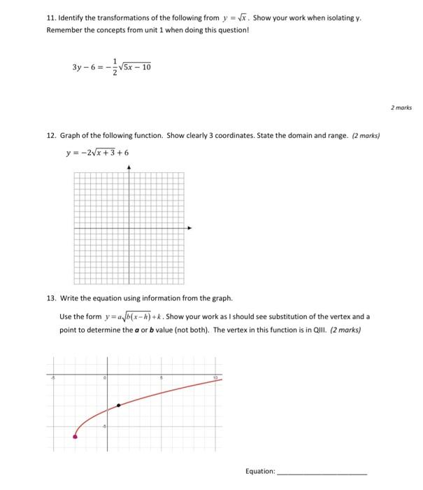 Solved 11. Identify the transformations of the following | Chegg.com