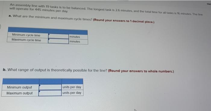 Solved An assembly line with 19 tasks is to be balanced. The | Chegg.com