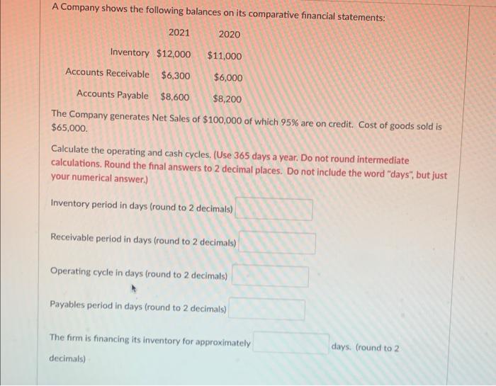 Solved A Company shows the following balances on its | Chegg.com