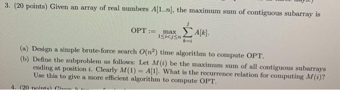 Solved 3. (20 points) Given an array of real numbers | Chegg.com