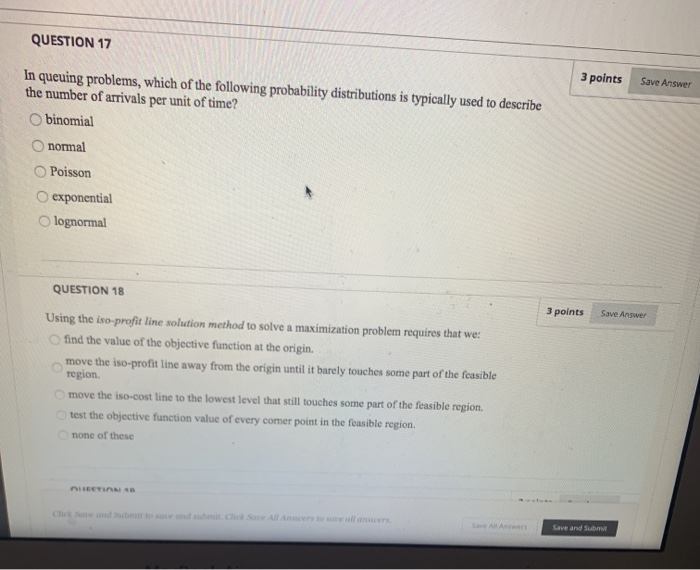 Solved QUESTION 17 3 points Save Answer In queuing problems, | Chegg.com