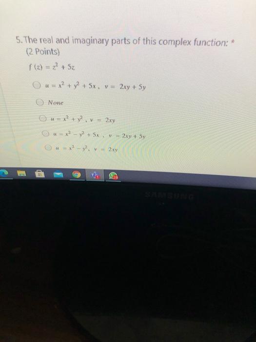 Solved 5. The real and imaginary parts of this complex | Chegg.com