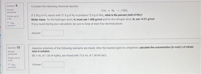 Solved Consider the following chemical reaction: 3H2+N2→2NH3 | Chegg.com