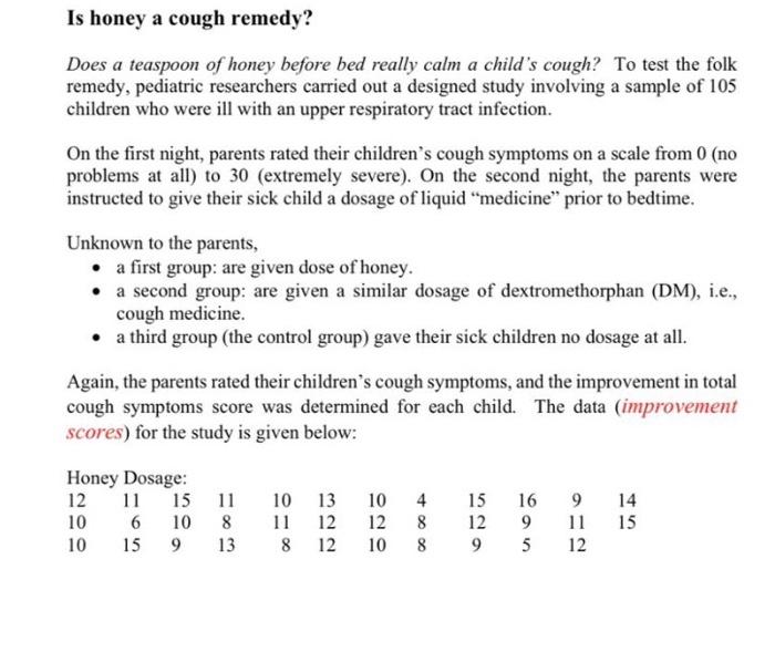 Solved Is honey a cough remedy? Does a teaspoon of honey