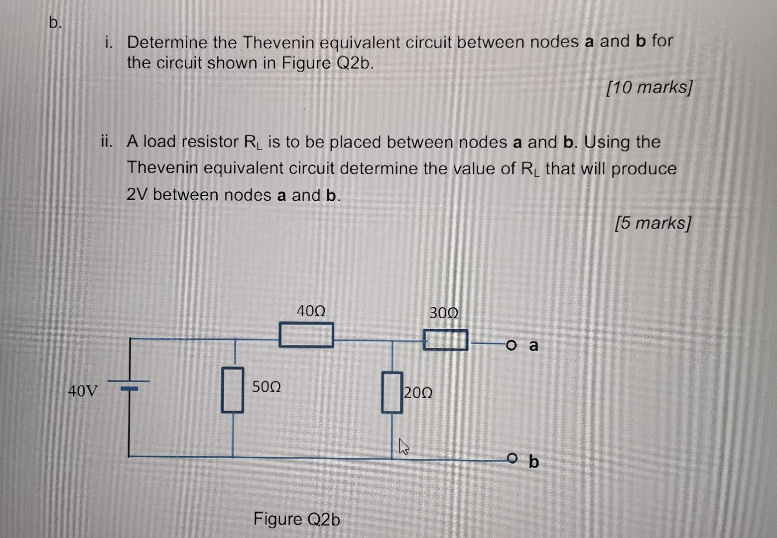Solved b. i. Determine the Thevenin equivalent circuit | Chegg.com