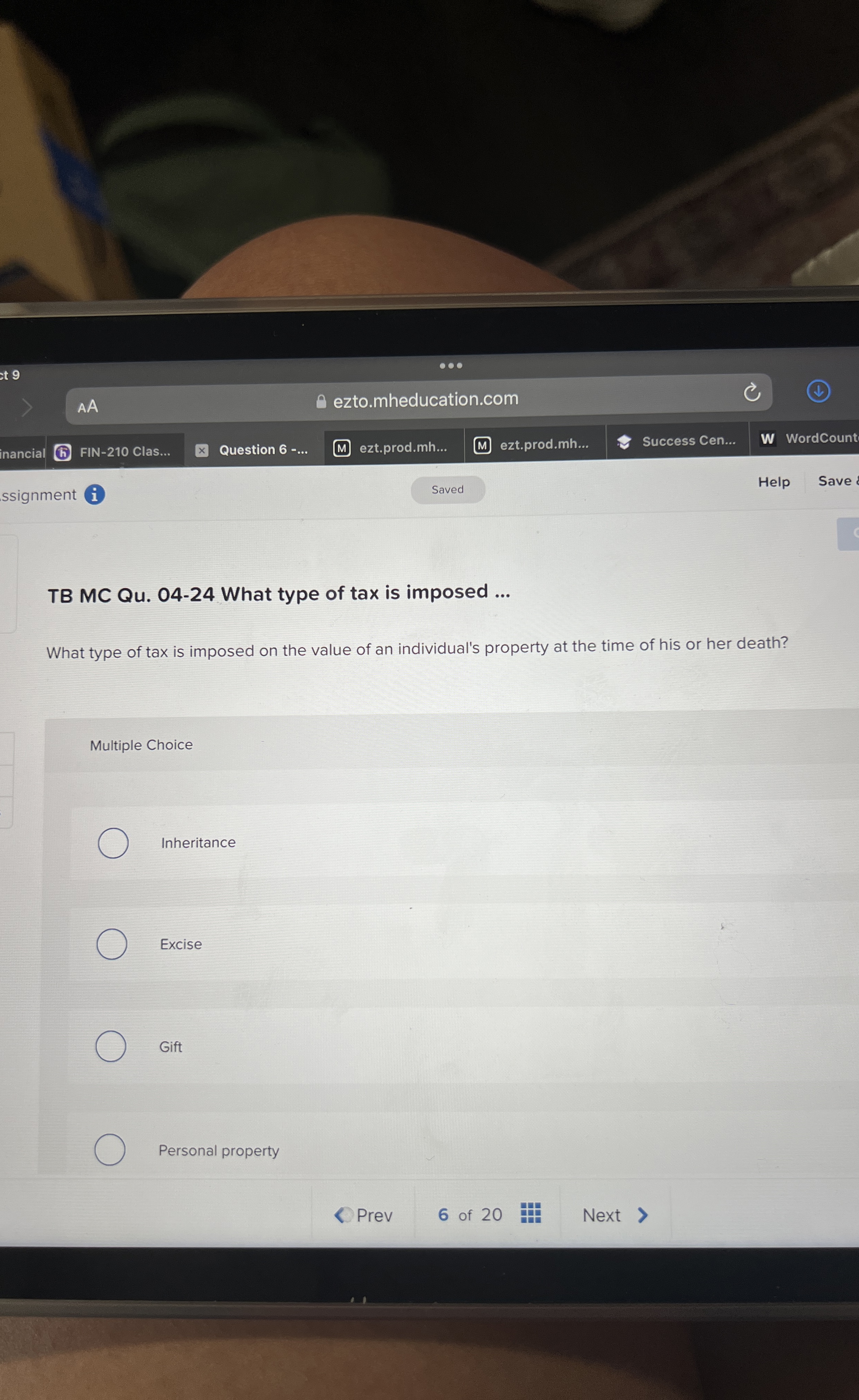 [Solved] TB MC Qu. 0424 What type of tax is imposed