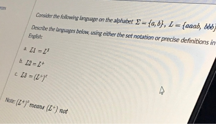 Solved Consider The Following Language On The Alphabet | Chegg.com