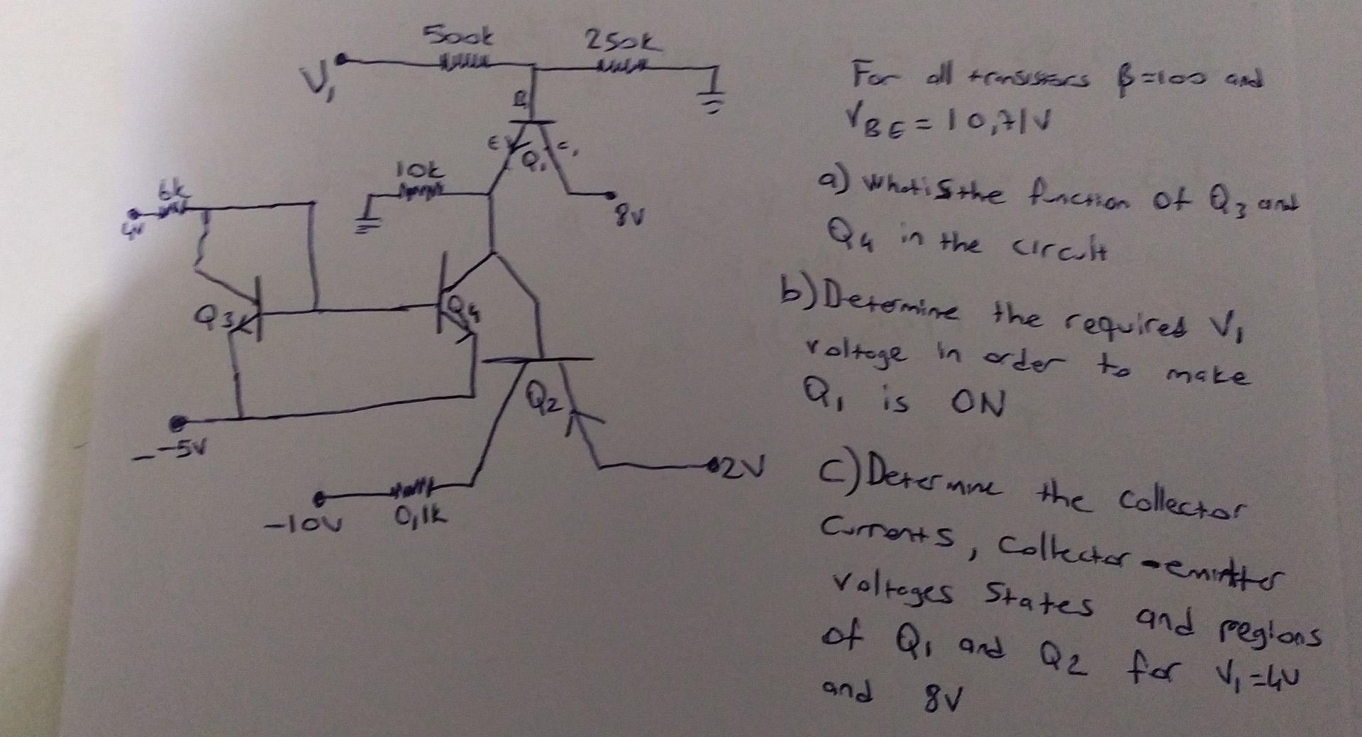 Solved Sook 2 sek For all transistors &=10s and VBE=1071 E | Chegg.com