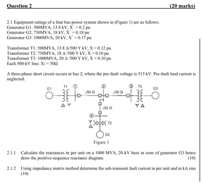 Solved Question 2 (20 marks) 2.1 Equipment ratings of a four | Chegg.com