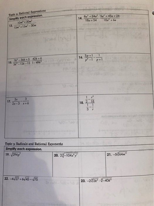 Solved 14. Tople Rational Expressions Simplify each | Chegg.com