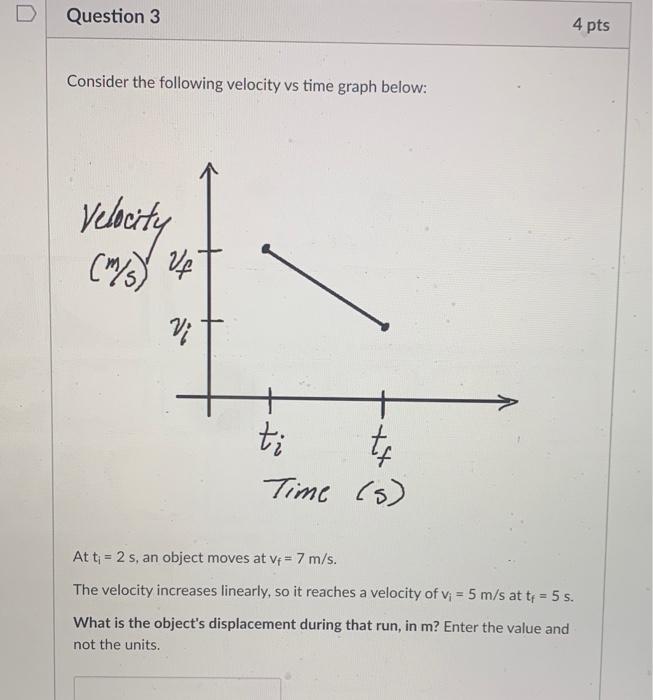 Solved D Question 3 4 pts Consider the following velocity vs | Chegg.com