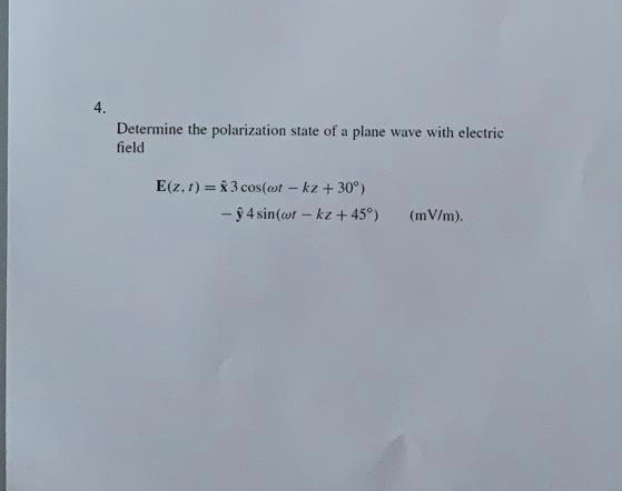 Solved Determine the polarization state of a plane wave with | Chegg.com