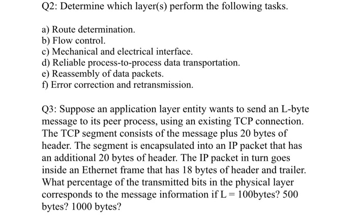 Solved Q2: Determine which layer(s) perform the following | Chegg.com