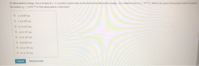 Solved An alpha particle (charge +2e) is located at x = 0 A | Chegg.com