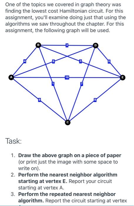 Solved One of the topics we covered in graph theory was | Chegg.com
