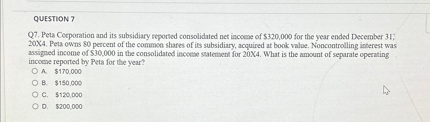 Solved QUESTION 7Q7. ﻿Peta Corporation and its subsidiary