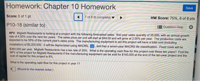 Solved Save Save Homework: Chapter 10 Homework Score: 0 of 1 | Chegg.com